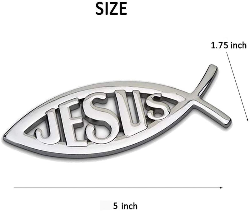 MEETCUTE 2pcs Jesus Fish Decal Sticker Silver,3D Car Chrome Decal Emblem Sticker Religious God for Jesus Christian Fish Symbol - Image 5
